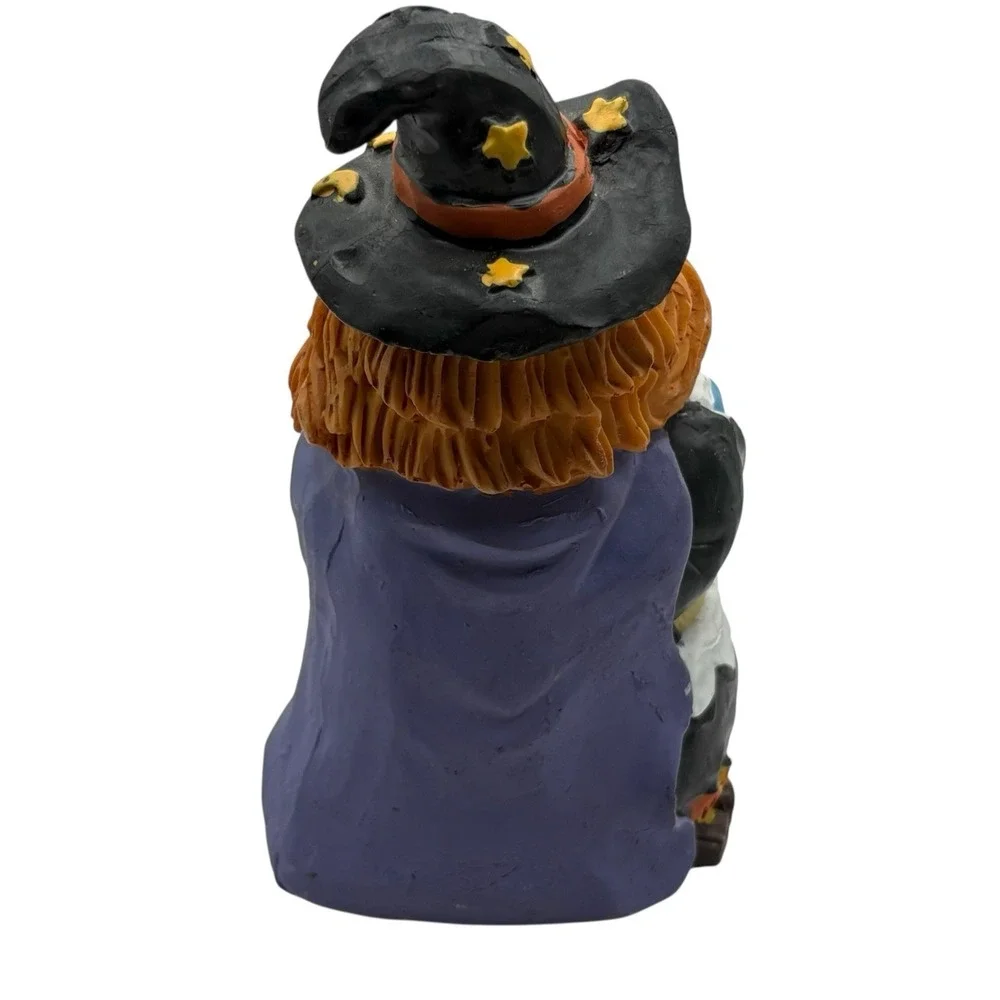 VTG‎ Witch W/ Cauldron Figurine Halloween Decor Tiny Mystical Wicca Pagan READ